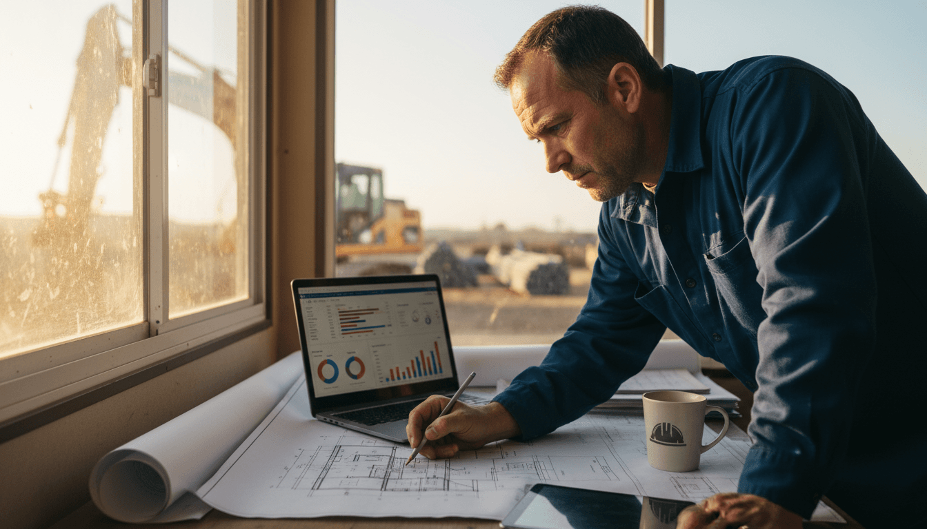 Business owner reviewing funding and project plans at desk